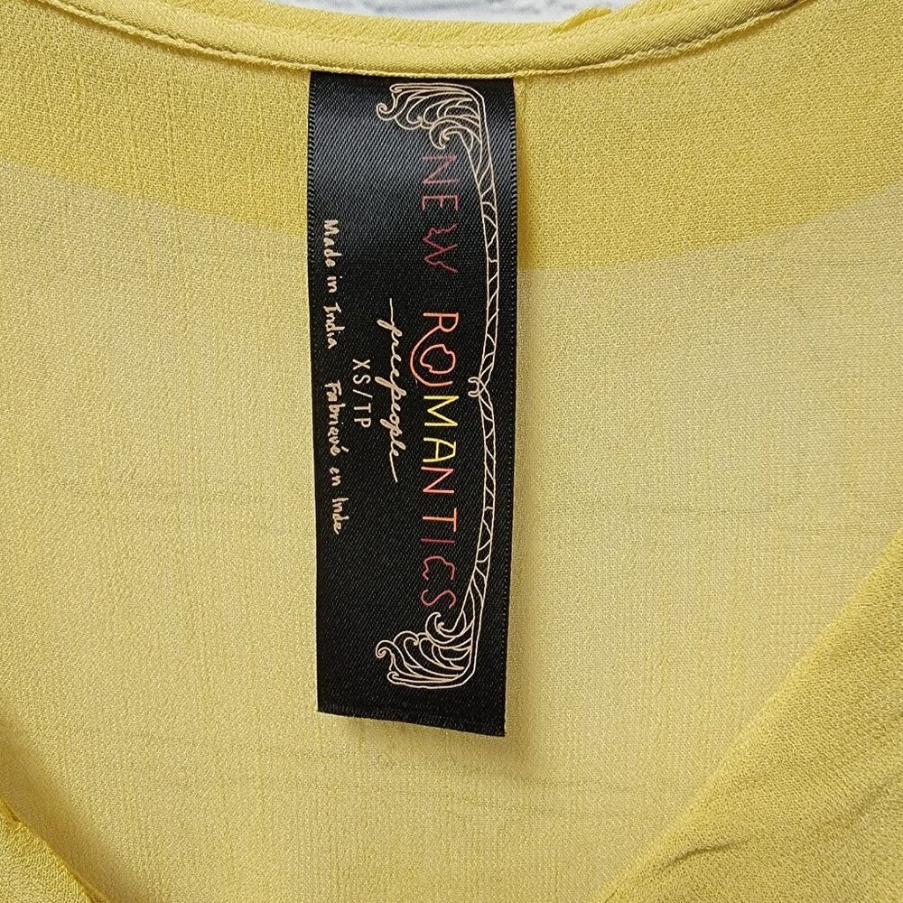 New‎ Romantics FREE PEOPLE Top Sleeveless Blouse Ruffle Yellow XS Boho Festival - Picture 3 of 9